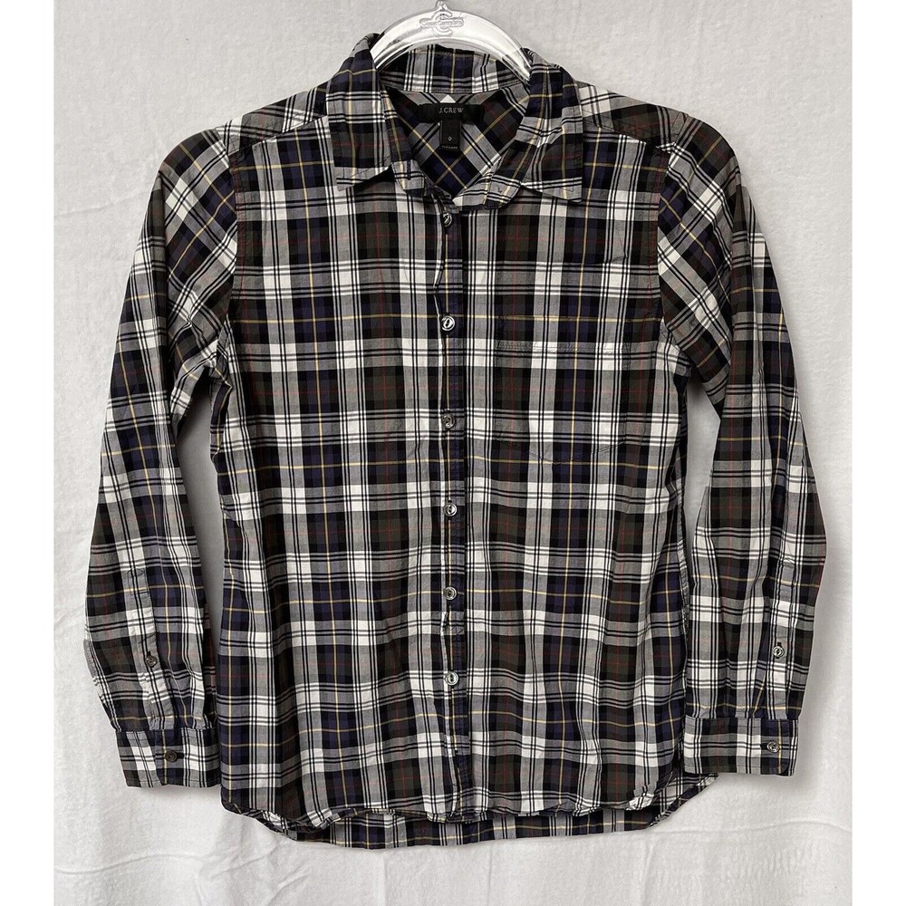 J Crew Shirt Womens 0 Button Down Plaid Long Sleeve Collared Top